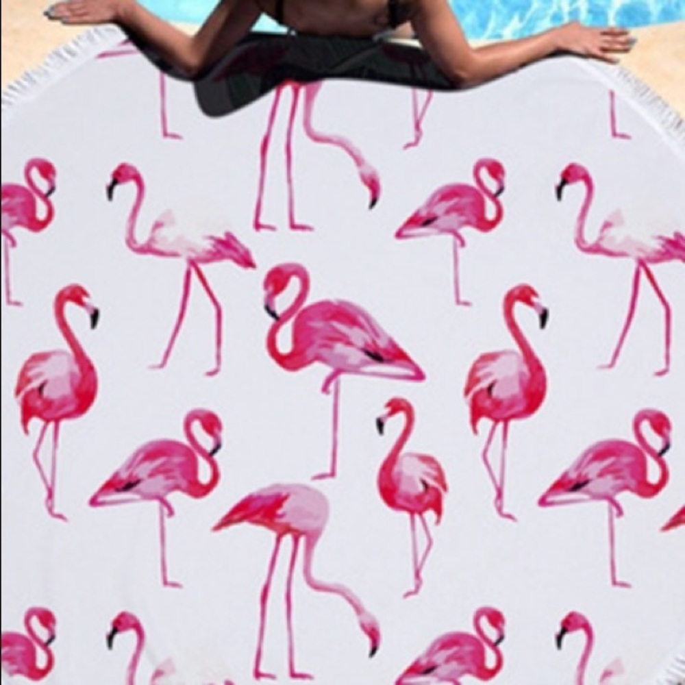 White Beach towel flamingo